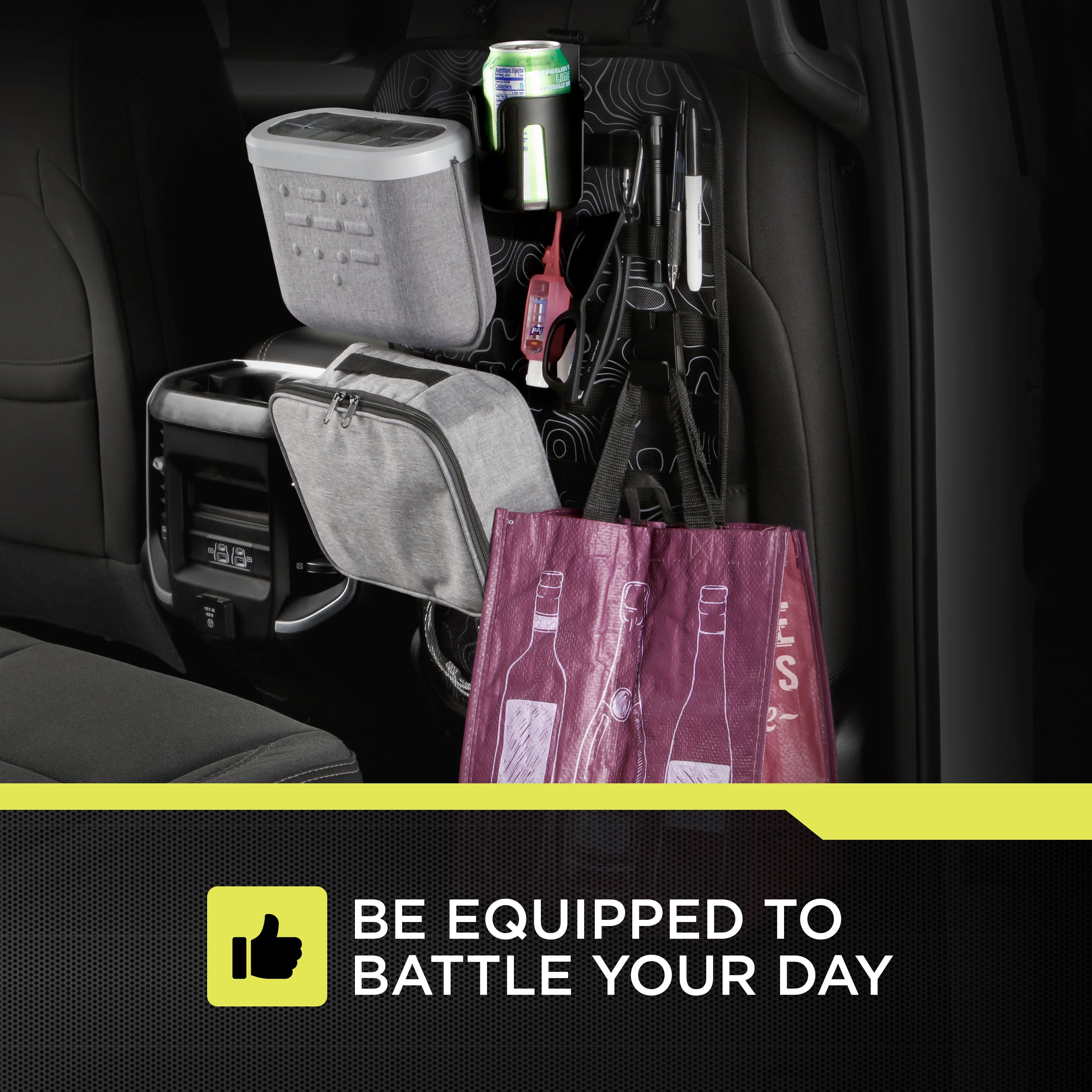 (2 pack) Auto Drive MOLLE Strap Backseat Organizer, Universal Fit, AZ534005