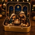 thumbnail image 5 of Mini Nativity Set in a Tin Box - Handcrafted Pocket Size Christmas Diorama Scene Gift Tin - Miniature Holiday Figures, Christmas Decoration Indoor for Home Gifts Decor Design B, 5 of 8