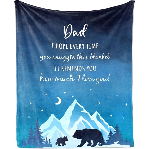 Fathers Day Dad Gifts Blanket, Birthday Gifts for Dad from Daughter Son 60"x50" Throw Blanket, Fathers Day Papa Gifts from Kids, Best Dad Ever Gifts Ideas from Son, Bonus Dad Gifts for Daddy