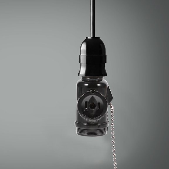 Beaupretty 2Pcs Screw in Lamp Bases with Pull Chain and Two Outlet Socket Adapter Black