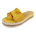 thumbnail image 3 of NGTEVOOS Women Bowknot Beach Summer Slippers Platform Slope Heels Plus Size Shoes, 3 of 6