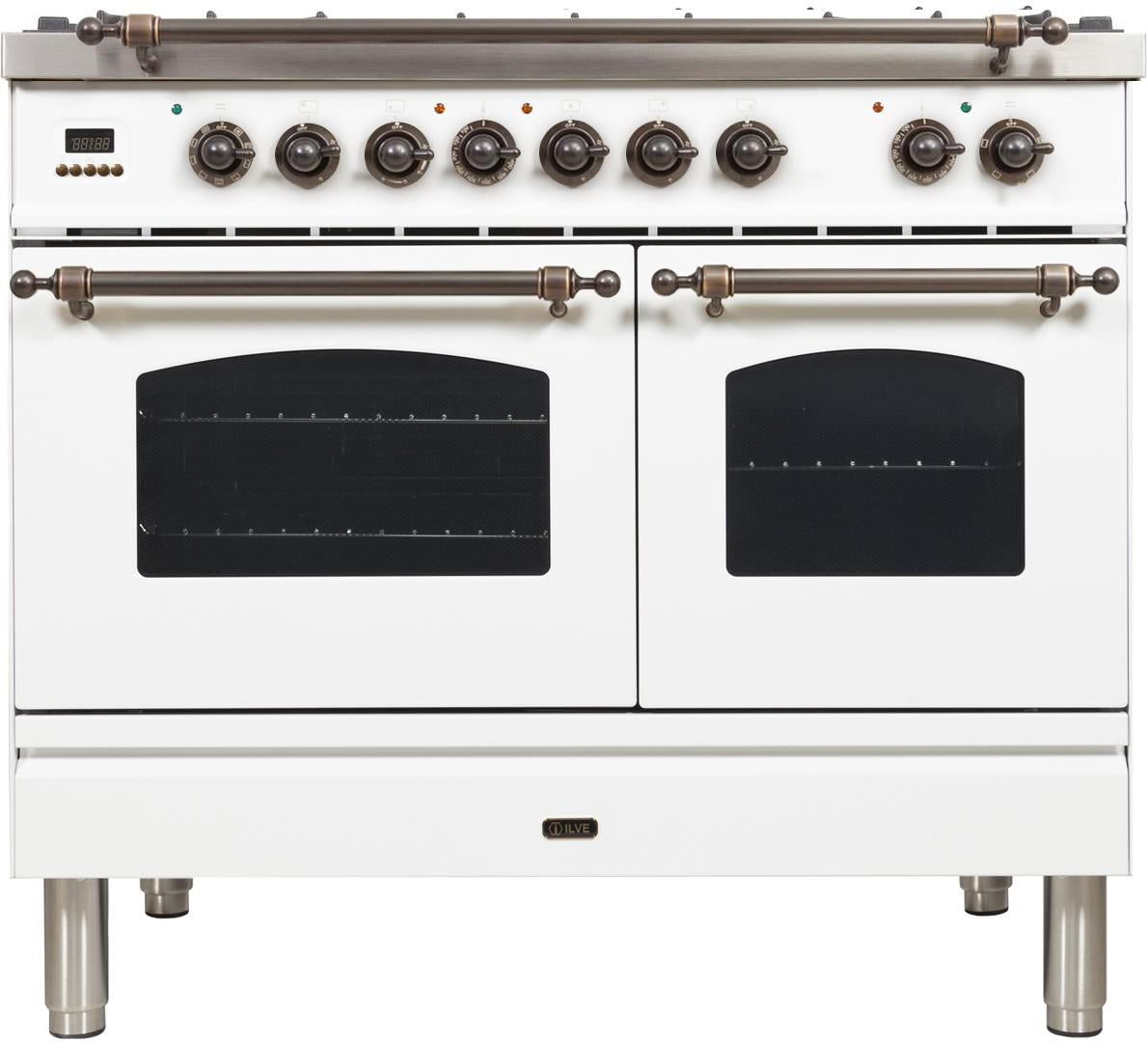 Ilve UPDN100FDMPBYLP Nostalgie Series 40 Inch Dual Fuel Convection Freestanding Range, 5 Sealed