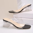 thumbnail image 4 of Xfvqtps Womens Transparent Slide Heeled Sandals Clear Heel Open Square Toe Transparent Straps Casual Fashion Summer Pumps Shoes, 4 of 9