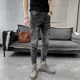 thumbnail image 3 of Pantalones vaqueros elásticos negros para hombre con bolsillos, pantalones vaqueros ajustados de diseño urbano, pantalones de nailon de alta calidad, baratos, 3 of 5