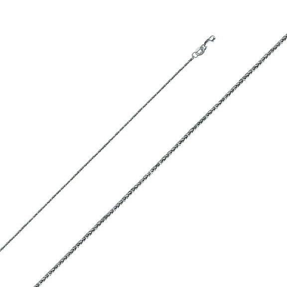 14k White Gold 0.8mm Square Sparkle-Cut Wheat Chain Necklace 24 Inch Chain Necklace for Women and Men
