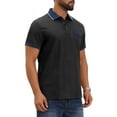 thumbnail image 4 of INSPIRE CHIC Men's Golf Short Sleeve Western Retro Stretch Color-Block Business Polo Shirt S Black, 4 of 6