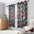 thumbnail image 2 of Yayeee Window Curtains Light Filtering 63"x42" Grommet Panel Pair Home Living Room Decor, Red Block Pattern, 2 of 7