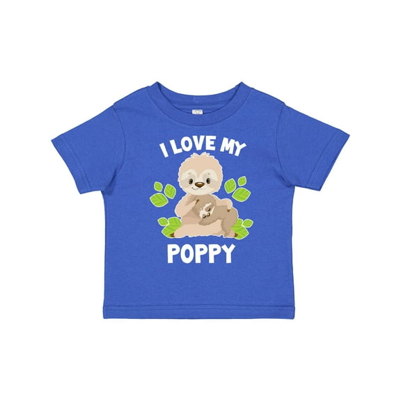 Inktastic Cute Sloth I Love My Poppy with Green Leaves Boys or Girls Toddler T-Shirt