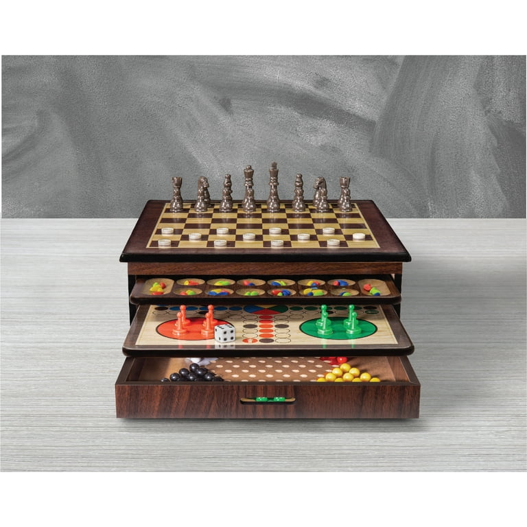 Craftsman Natural Wood Veneer Deluxe Chess Set 