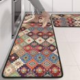 thumbnail image 2 of Kitchen Rugs Sets Of 2,Orange Ethnic Rhombus Pattern Anti Fatigue Kitchen Mat Rugs Non Slip Washable,Decorative Kitchen Floor Mats for Kitchen,Sink,Laundry,17"x47"+17"x47", 2 of 5