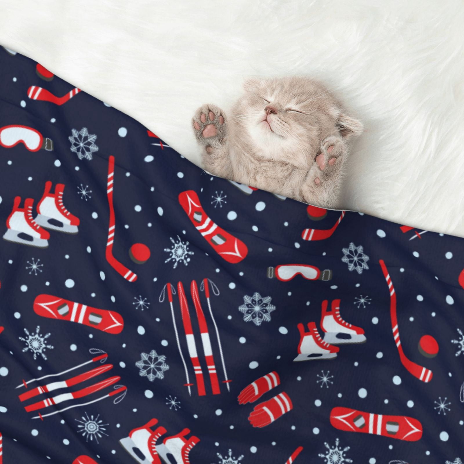 Naloa Winter Skiing Snowflakes Dog Blanket, 3 Sizes Cat Blanket for Indoor Cats Large Medium Small Dog Gifts-Medium