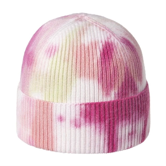 Jumpingount Moda Streetwear Hip Hop Caps Winter Warm Knitted Hat Tie Dye Print Warm para mujeres niñas Sombreros No.1 Jumpingount AP007361-01
