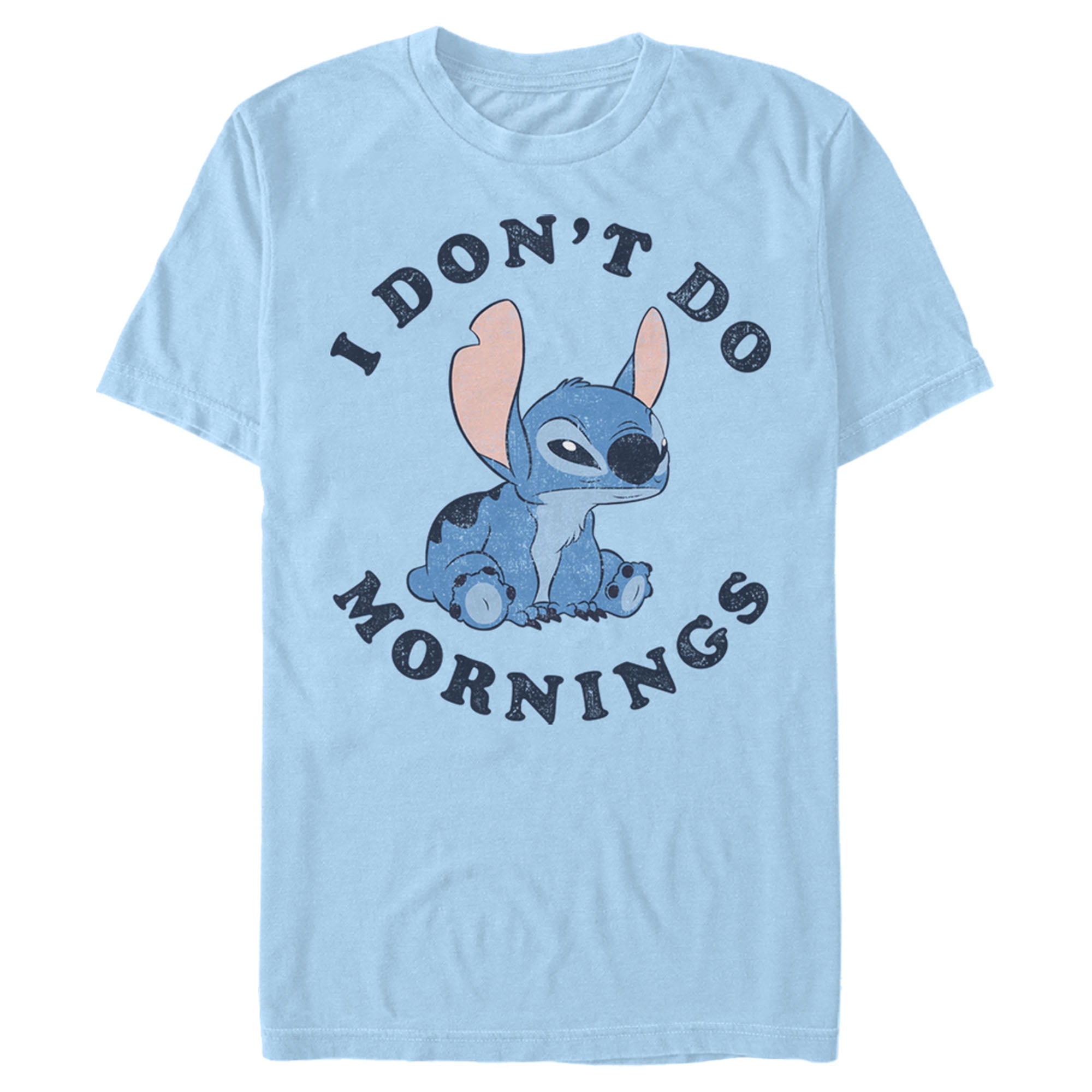 Men's Lilo & Stitch Cute and Fluffy Graphic Tee Light Blue Large