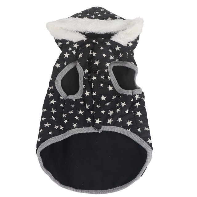 Abrigo de invierno para perros, grueso, cálido, suave, agradable para la piel, con capucha, para cachorros, chaqueta para mascotas pequeñas y medianas, chaleco de estrella L