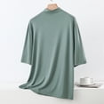 thumbnail image 2 of LangJing Womens Pajama Tops Short Sleeve Plus Size Loose Fit T Shirts High Neck Summer Spring Tops 2026 Basic Casual Sleepwear Green,XXXL, 2 of 6