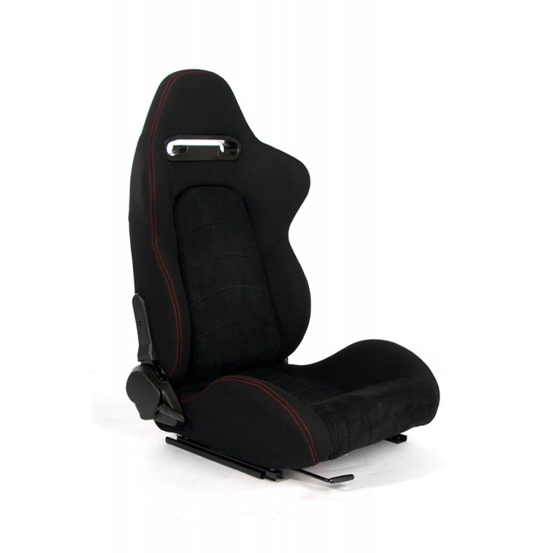 RED STITCH RACING SEATS RECLINABLE FOR CHEVROLET ** NEW 2 BLACK CLOTH