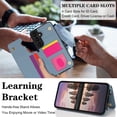 thumbnail image 4 of PU Leather Crossbody Wallet Case for Samsung Galaxy S24 Plus, Detachable Magnetic Card Holder RFID Blocking Adjustable Strap Rotating Ring Stand Elegant & Stylish Protective Phone Cover, Blue, 4 of 11
