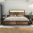 thumbnail image 6 of LED Bed Frame Queen Size with 2 USB Ports and Outlets, Platform Metal Bed Frame with 4 Storage Drawers and Headboard, No Box Spring Needed, Noise-Free(Rustic Brown-Queen), 6 of 9