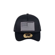 USA Flag Curve Bill Trucker Mesh Hat, Black
