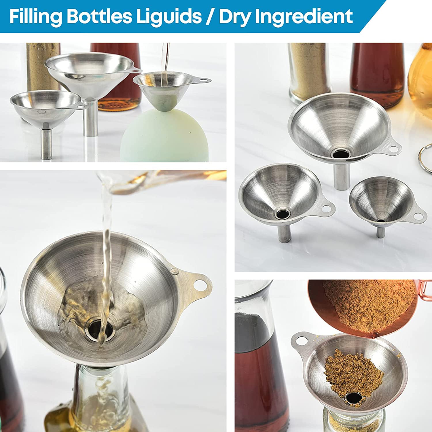 Anneome Small Funnels for Filling Small Bottles Funnels for Kitchen Use Oil  Funnel for Oil Change Household Funnel Jam Funnel Kitchen Hopper Liquid