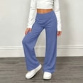 thumbnail image 4 of XRoczxe Girls Solid‑Color Wide‑Leg Casual Pants, Elastic Waist Lightweight Straight‑Leg Sports Trousers For Autumn Daily Outfit|Drak Blue, 4 of 9