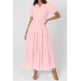 thumbnail image 3 of PRETTYGARDEN Womens Summer Maxi Dresses Casual Puff Sleeve V Neck Smocked Flowy Eyelet Cotton Dress Spring Sundress, 3 of 8