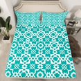 thumbnail image 2 of Manfei Western Tribal Bohemian Twin Sheet Sets, Vintage Cyan Mandala Twin Fitted Sheet, Simple French Style Flat Sheet, Luxury Bedroom Decor, 3 Pieces, 2 of 7