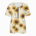 thumbnail image 5 of Hauts d'Été Grande Taille à Manches Courtes pour Femmes Mode Décontractée Confortable Col en V Zip Imprimé Blouse à Manches Courtes Col en V T-Shirt Femmes en Solde, 5 of 5