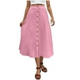 thumbnail image 2 of OSFVNOXV Beach Skirts for Women Button Up Elastic Waist A-Line Flowy Midi Skirt for Summer Holiday Vacation, 2 of 8
