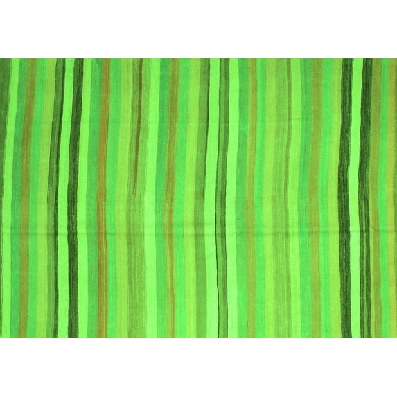 Ahgly Company Indoor Rectangle Abstract Green Contemporary Area Rugs, 2' x 4'