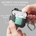 thumbnail image 4 of Airpods 3rd Generation Case with Lock & Cleaning Kit, OTOPO Rugged Shockproof Airpod 3 Protective Cover Men Women for Apple Airpod 3rd Gen Case 2021, Black/Green, 4 of 8