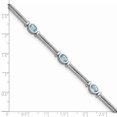 thumbnail image 3 of Diamond2Deal 925 Sterling Silver Rhodium Plated Blue Topaz Bracelet 7 inch for Women(L- 7inch, W- 7mm), 3 of 5