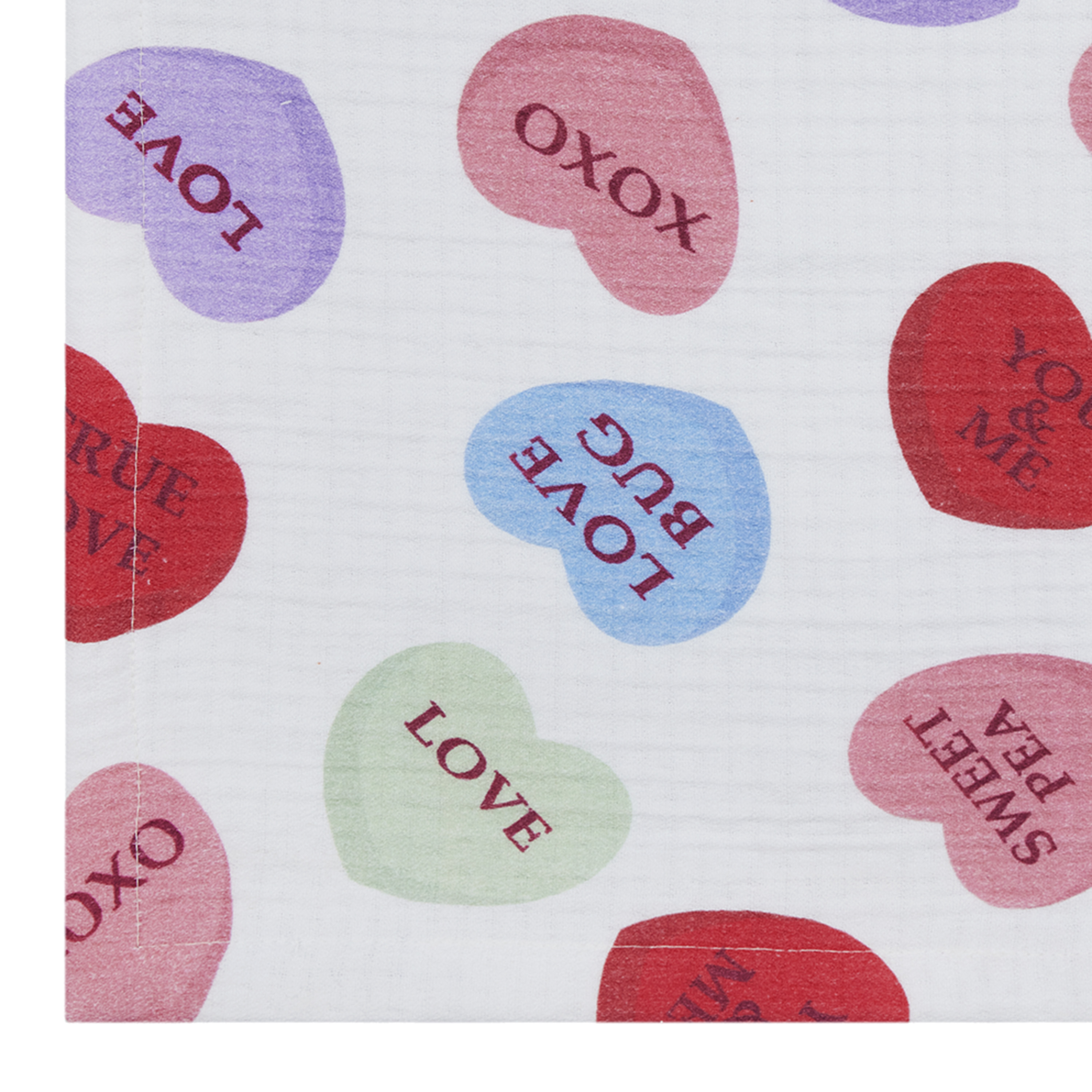 Conversation Hearts 4 Pack Table Placemat Set - 14" x 19" Each - 100% Cotton, Multi-color
