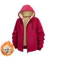 thumbnail image 2 of Bzhegqhd Men's Sherpa Lined Hooded Jacket Casual Solid Color Thickened Zip Up Fleece Coat Blouse with Pockets Warm Winter Long Sleeve Pullover Cozy Streetwear Top, 2 of 4