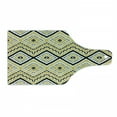 thumbnail image 1 of Ethnic Cutting Board, Native Motif with Rhombus Pattern Dots and Chevron Waves Print, Decorative Tempered Glass Cutting and Serving Board, Wine Bottle Shape, Yellow Black and White, by Ambesonne, 1 of 1