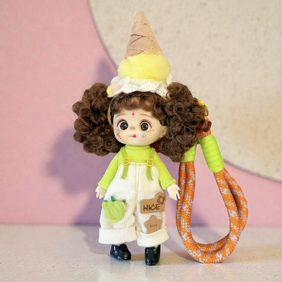 Cute Doll Key Chain, Phone Charm with Lanyard, , Car Key Accessory, Plush Girl Figure Pendant, Kawaii Soft Toy Phone Decoration, Wrist Strap Holder for Smartphone, Christmas Gift, Mobile Accessory