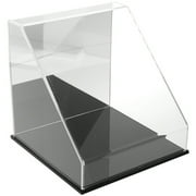 Plymor Clear Acrylic Slanted Front Display Case with Black Base (Mirror Back), 12" x 12" x 12"