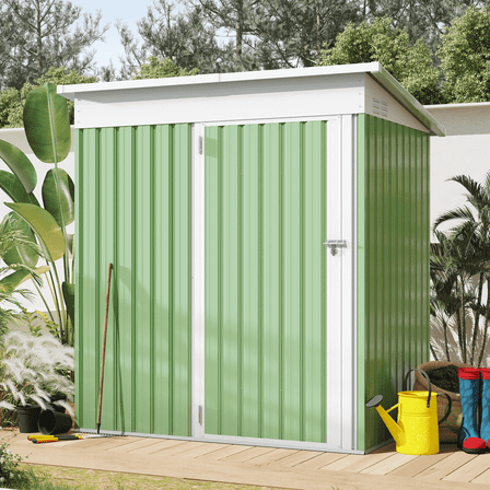 AECOJOY 5' x 3' Outdoor Metal Storage Shed with Lockable Door for Backyard in Green