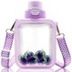 thumbnail image 1 of Kawaii Water Bottle Cute Square Water Bottles With Straw,portable Travel Water Cup With Adjustable Strap With Random Sticker For Office School Gifts, 1 of 5