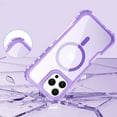 thumbnail image 3 of Dteck Magnetic Case for iPhone 16e, Shockproof 3-Layer Military Grade Protection Clear Case Compatible with Mag Safe Back Cover with Wrist Strap,Purple, 3 of 7