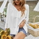 thumbnail image 4 of Camisa informal de manga tres cuartos, blusa informal para mujer, blusa informal con cuello en V, blusa informal de funcionamiento suave, 4 of 9