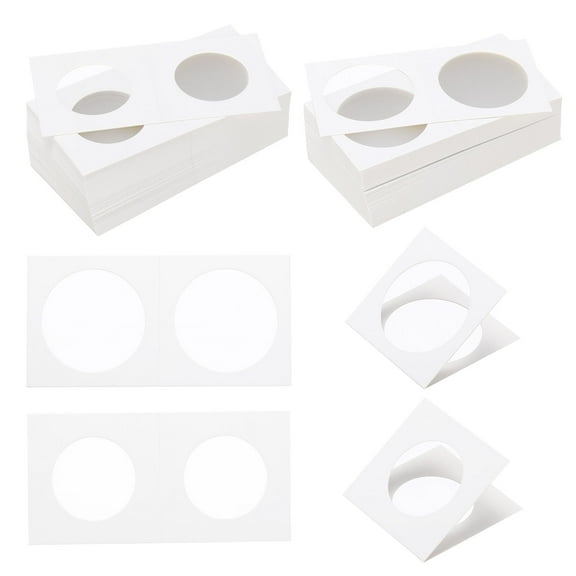 2x2 Coin Flips 100 Pack 31.5/40mm Cardboard Coin Holder Paper Coin Holders for Coin Collection Supplies Collector, White
