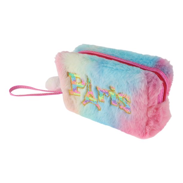 1 Pc Bolsa de Maquillaje de Lentejuelas para Mujeres para Viajes Vacaciones Camping Rosa Azul Amarillo de Felpa