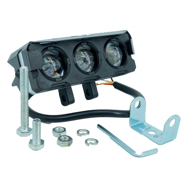 Faro LED rectangular para moto Rasen 3 lupas luz amarilla-blanca azul