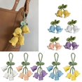 thumbnail image 4 of Colorful Handmade Knitted Wool Convallaria Majalis Charm Keychain Crocheted, 4 of 5