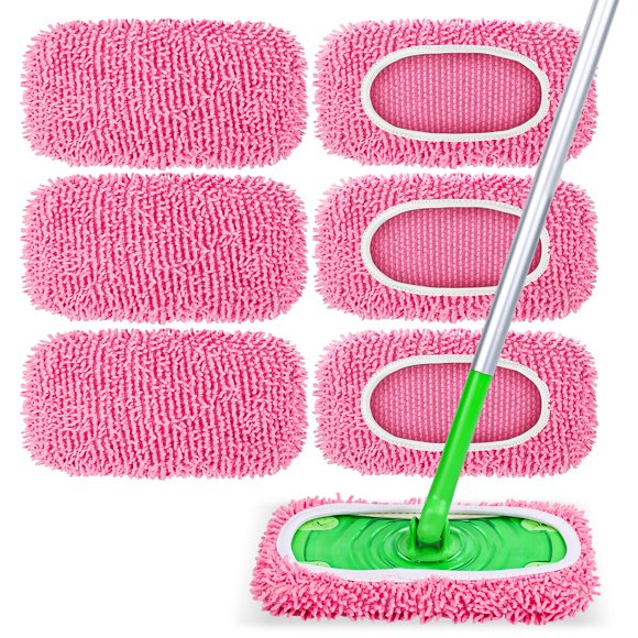 Paquete de 6 mopas reutilizables de chenilla rosa NXPPYY