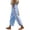 Light Blue, variant on ZToonmas Solid Floral Embroidery Linen Barrel Pants for Women Drawstring Elastic Waist Loose Ankle Casual Cropped Pants with Side Pockets