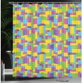 thumbnail image 4 of Ambesonne Cartoon Shower Curtain, Funny Blocks Cube Pattern, 69"Wx75"L, Purple Green and Blue, 4 of 5