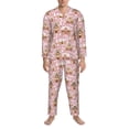 thumbnail image 3 of Naloa Gingerbread Houses Pink Wonderland Men’s Pajamas Set - Long Sleeve Button Down Sleep Shirt and Pajama Bottoms Sleepwear Set-XX-Large, 3 of 7
