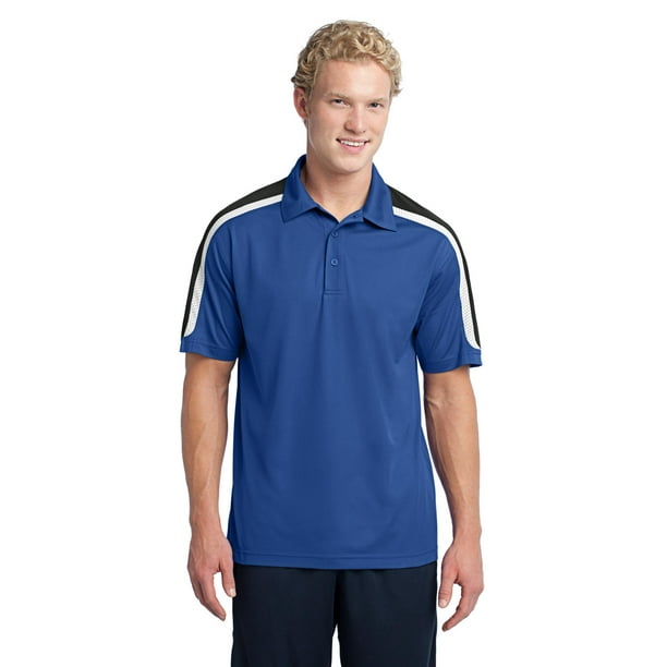 Camiseta polo Sport-Wick® de micropiqué tricolor con hombro de Sport-Tek®. ST658 deporte-tek ST658